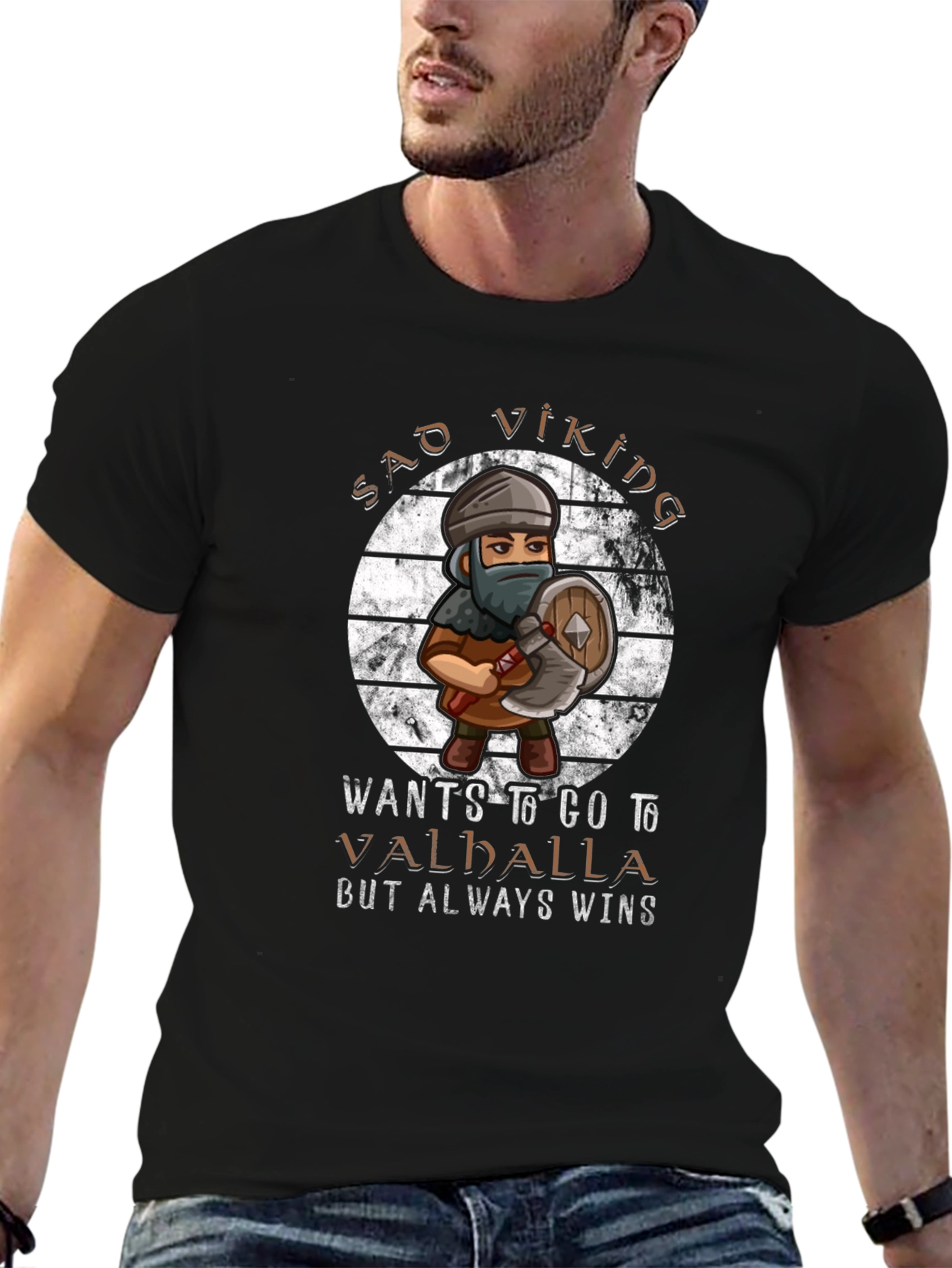 Sad Viking T-Shirt - Wants to Go to Valhalla