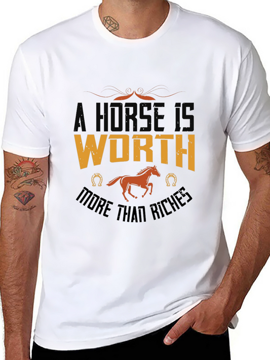 Horse Lover Graphic Tee - A Horse is Worth More Than Riches