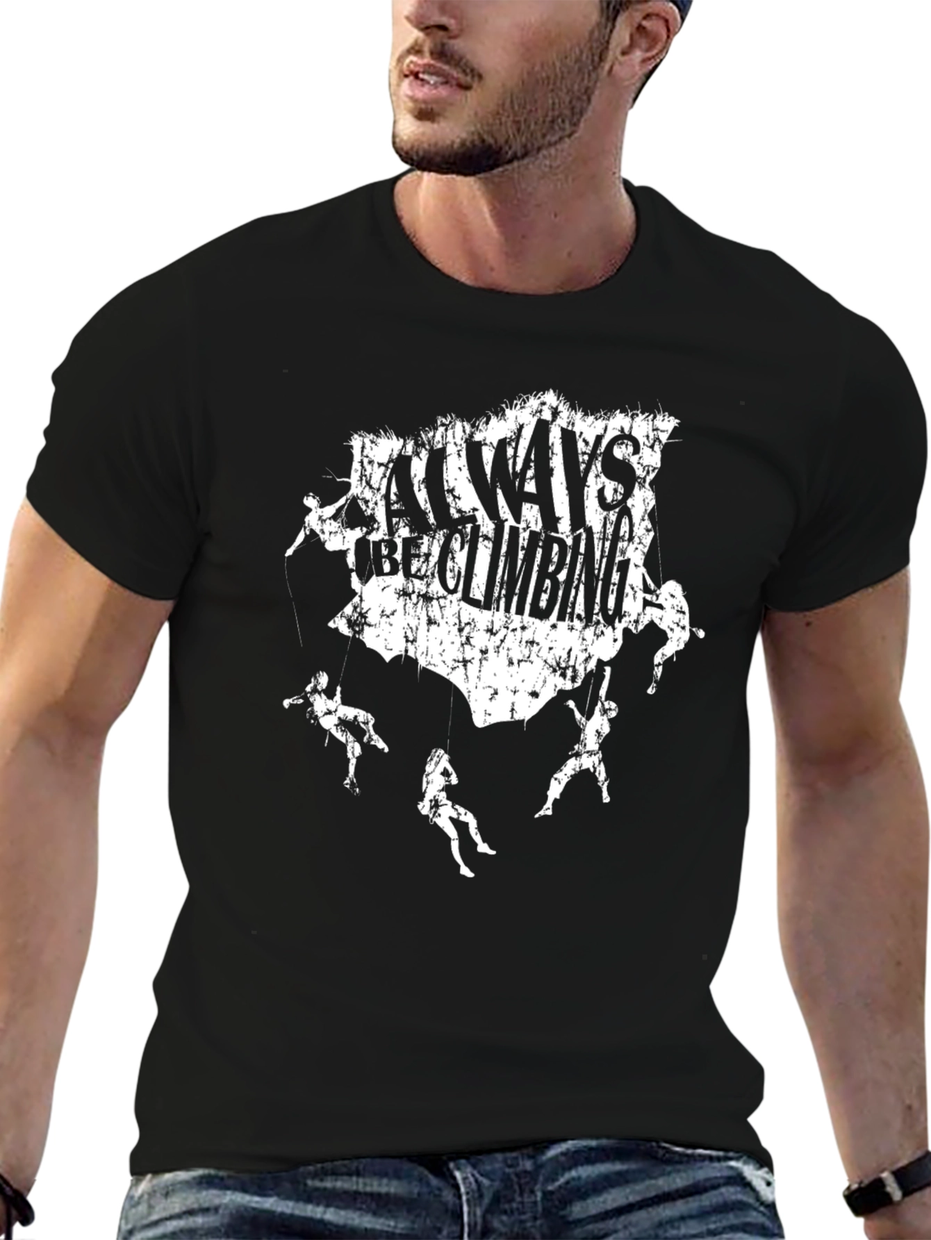 Always Be Climbing Graphic Tee - Black Cotton T-Shirt
