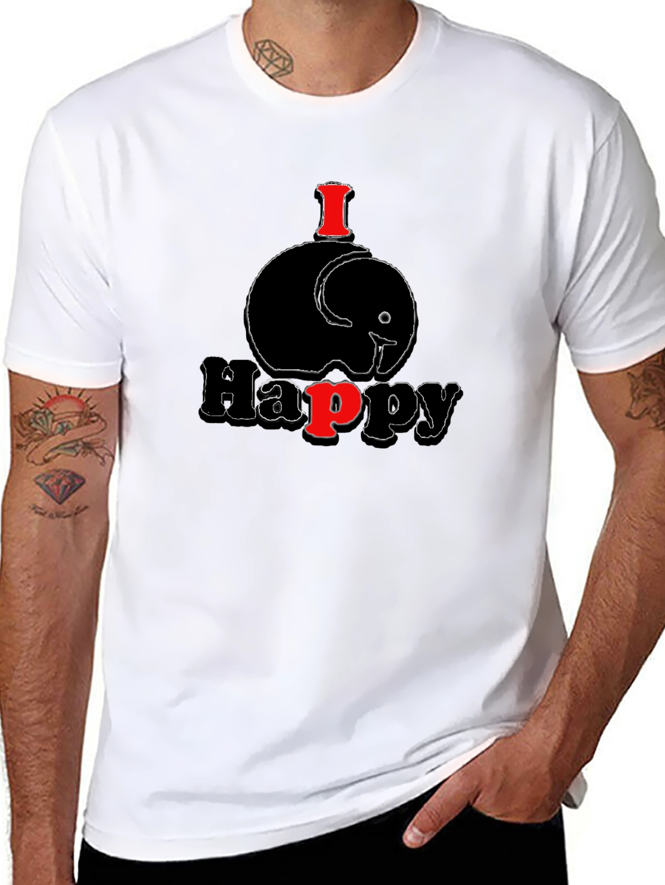 I Elephant Happy Mens T-Shirt