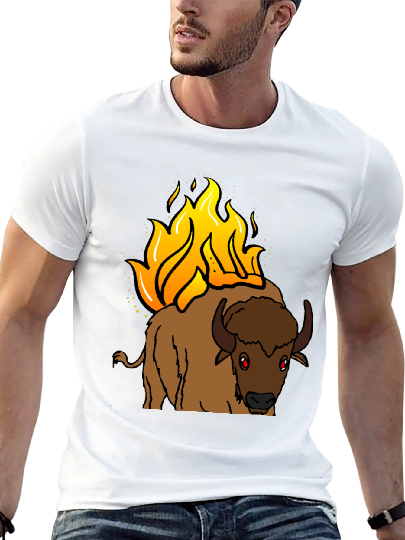 Burning Buffalo Graphic Tee - Black