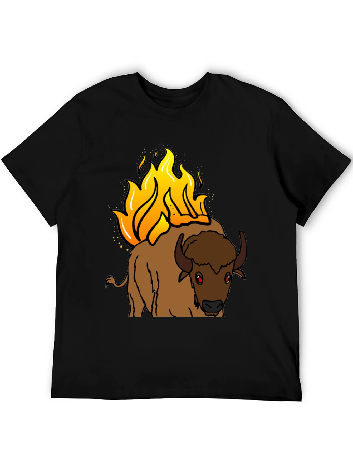 Burning Buffalo Graphic Tee - Black