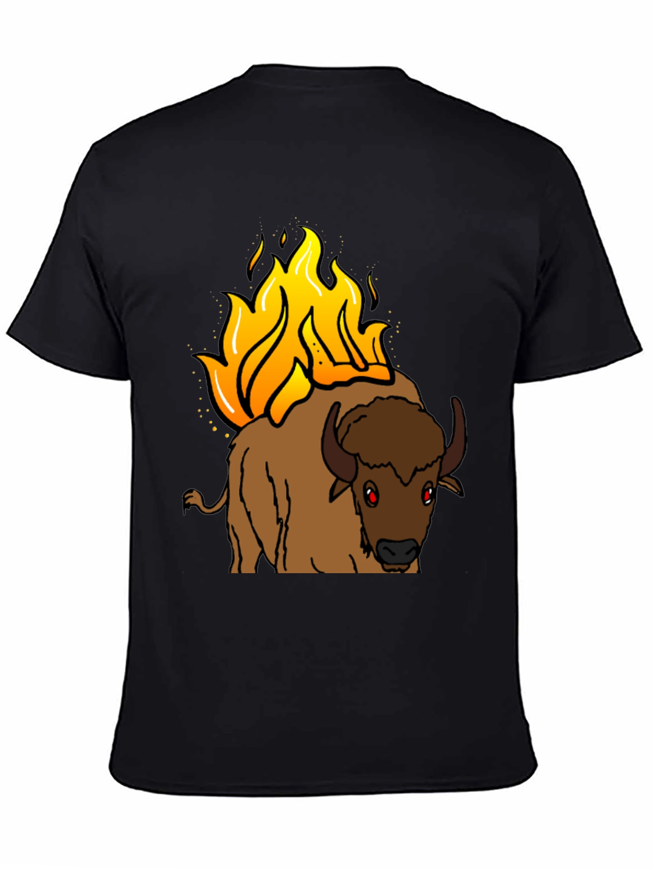 Burning Buffalo Graphic Tee - Black