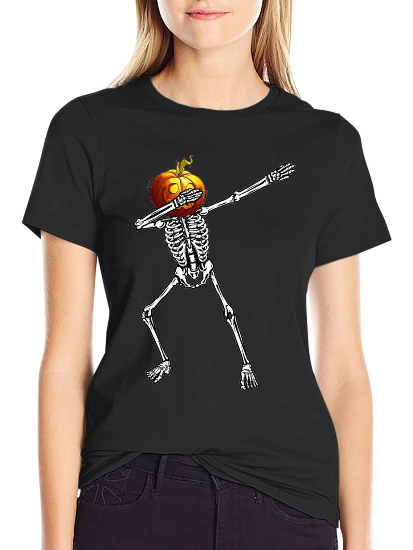 Halloween Pumpkin Skeleton Dab T-Shirt