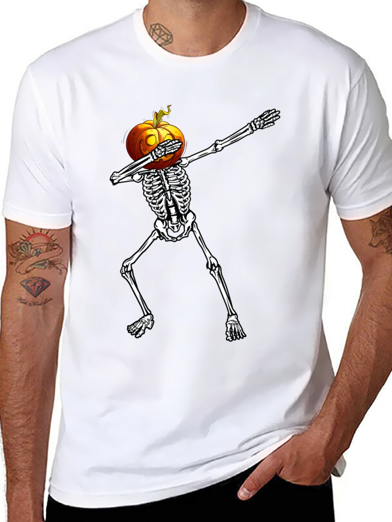 Halloween Pumpkin Skeleton Dab T-Shirt
