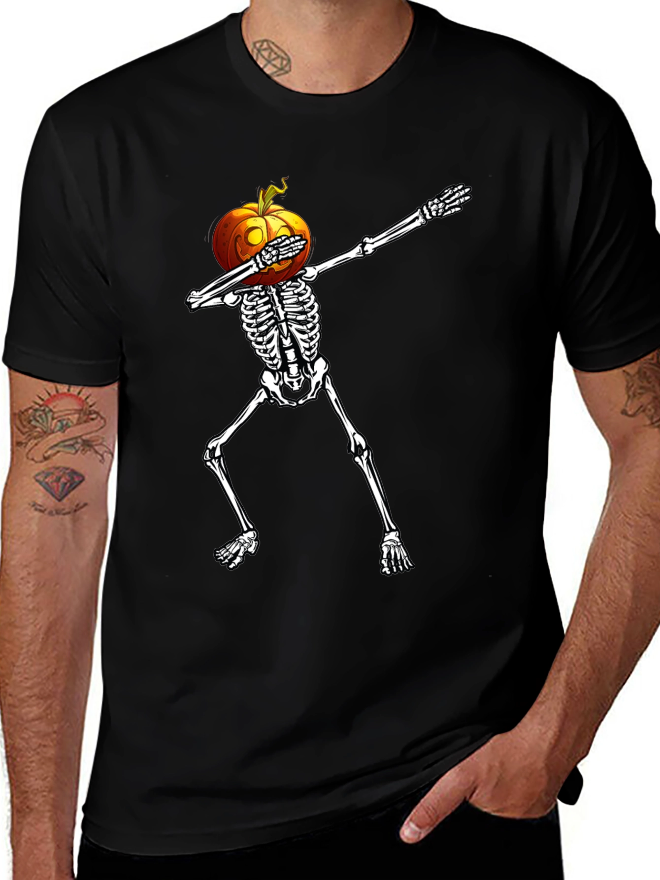 Halloween Pumpkin Skeleton Dab T-Shirt