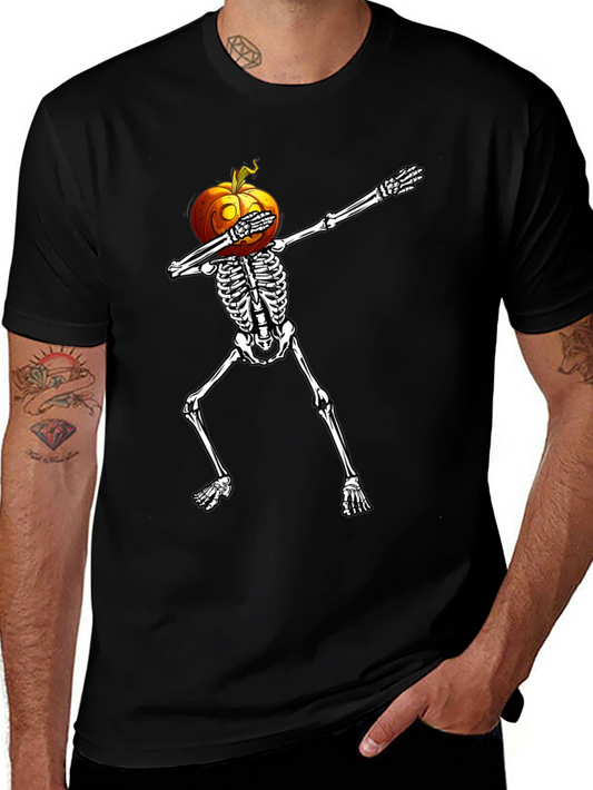Halloween Pumpkin Skeleton Dab T-Shirt