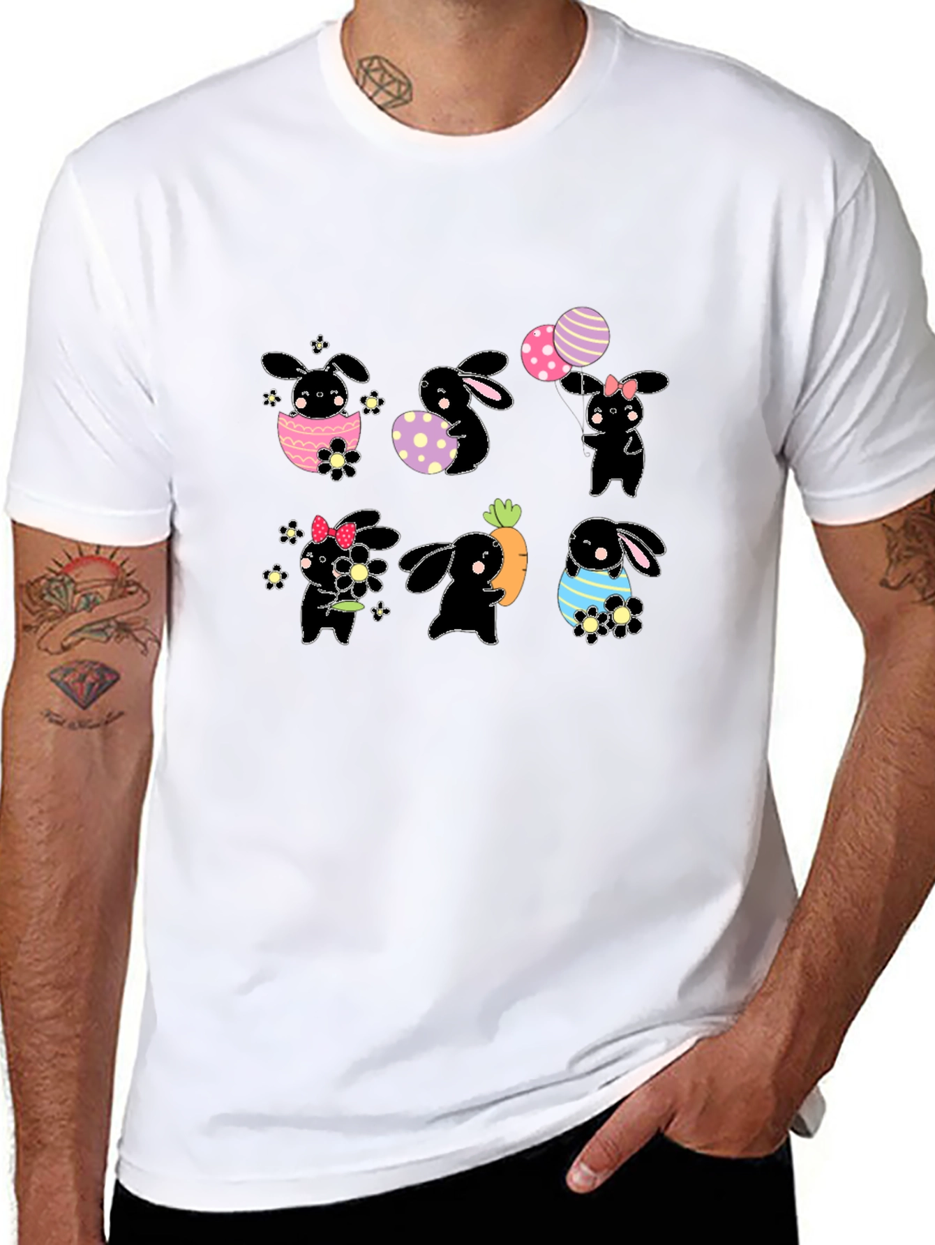 Easter Bunny T-Shirt - Cute Black Rabbit Design