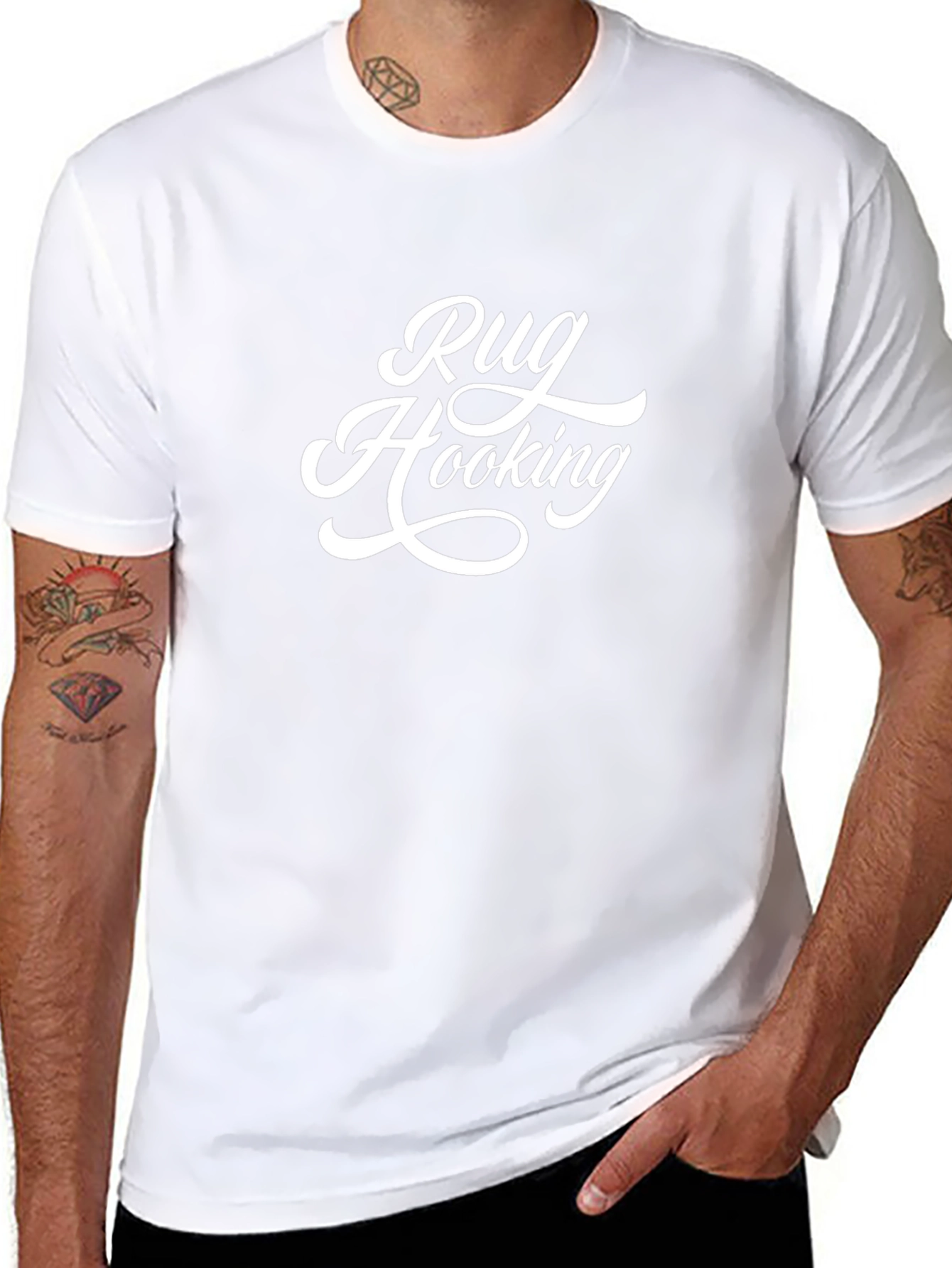Rug Hooking Graphic Tee - Black Cotton T-Shirt