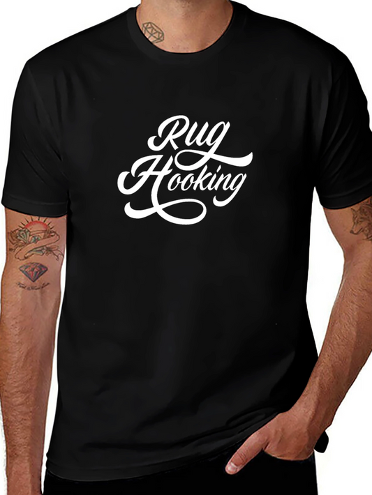 Rug Hooking Graphic Tee - Black Cotton T-Shirt