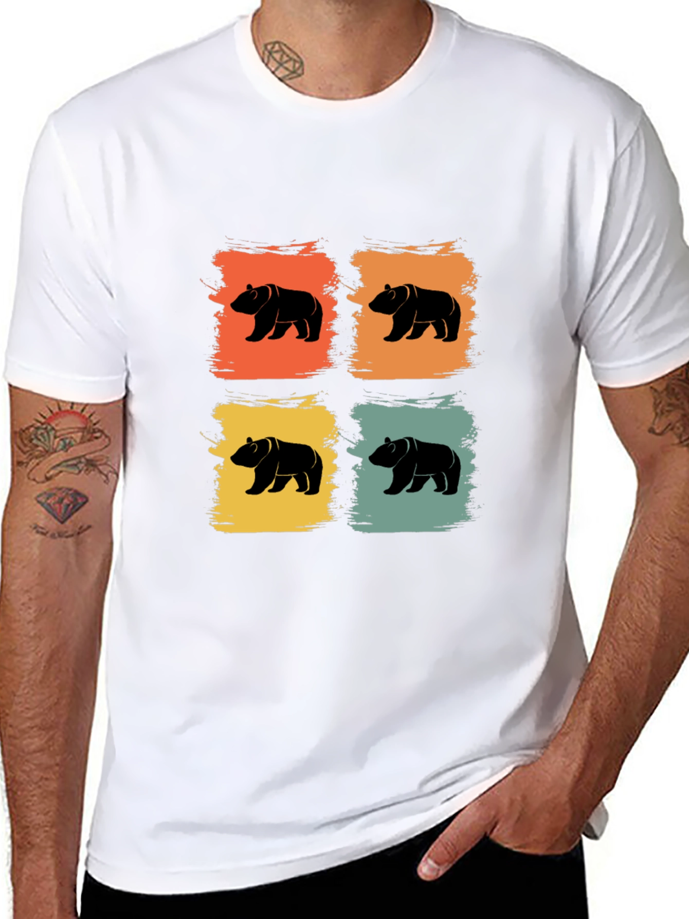 Retro Bear Graphic Tee - Mens Black T-Shirt