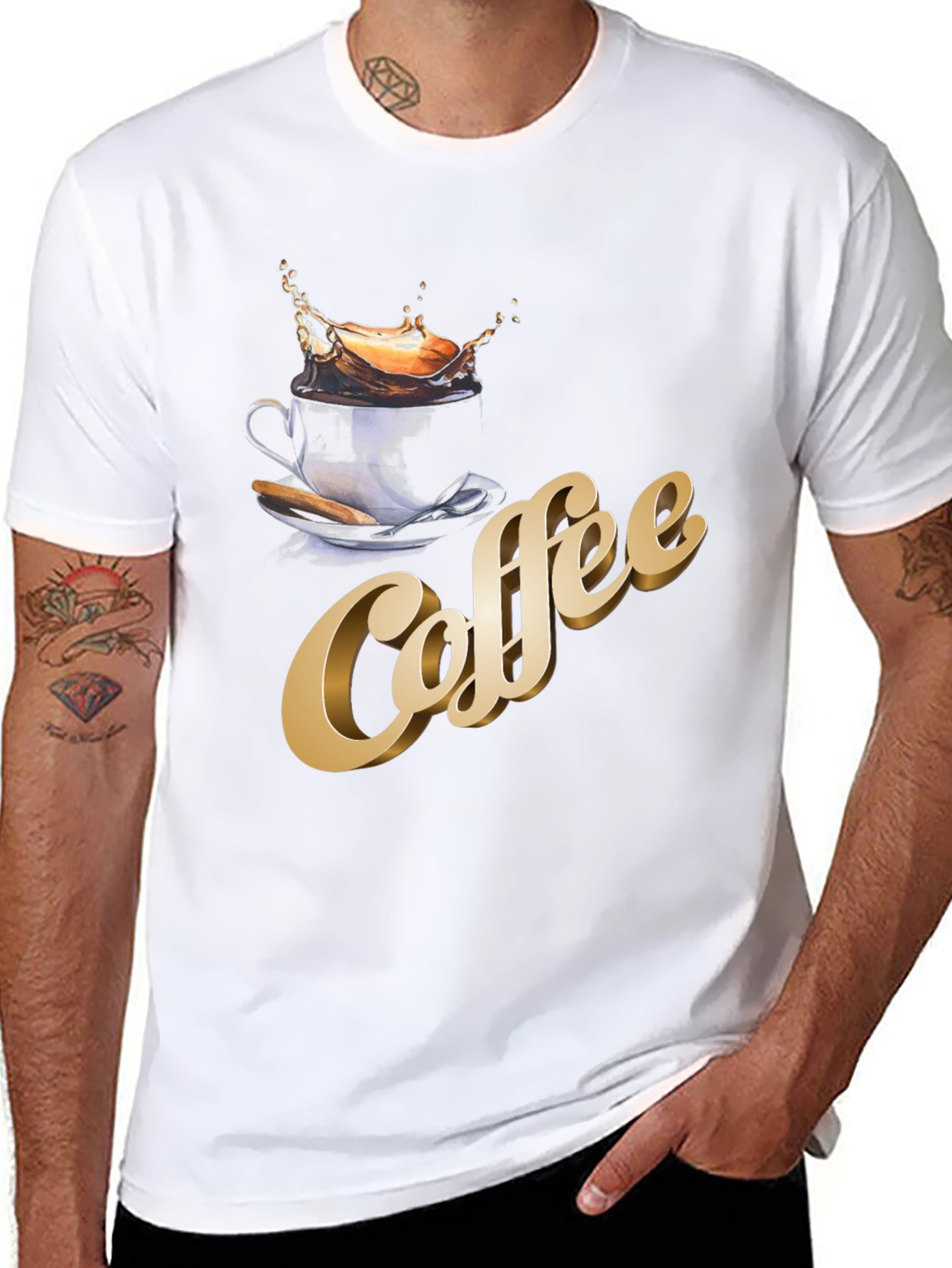 Coffee Splash Graphic T-Shirt - Premium Cotton Blend
