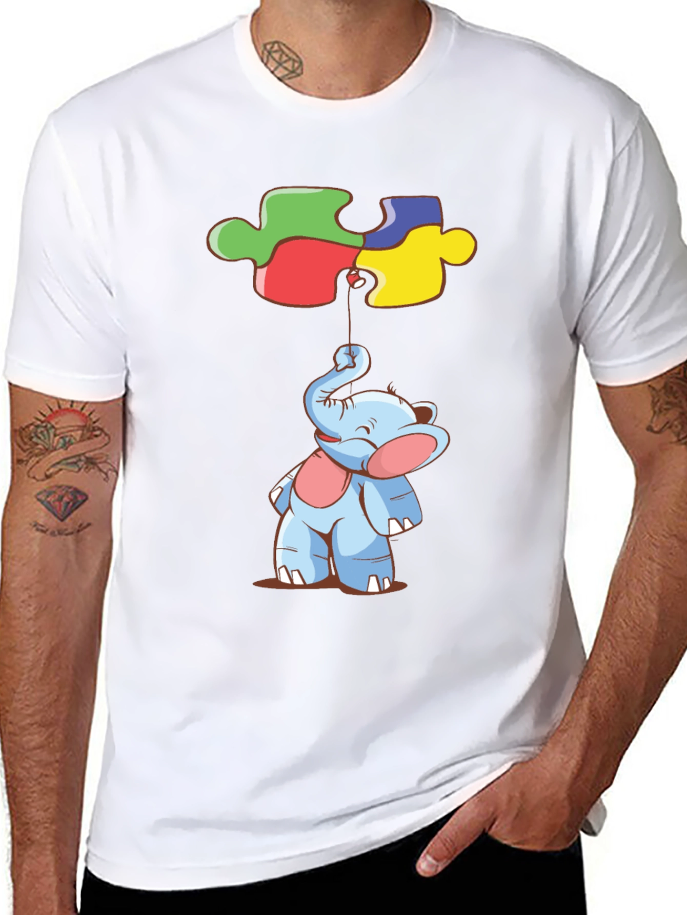 Elephant Autism Awareness Puzzle Piece T-Shirt