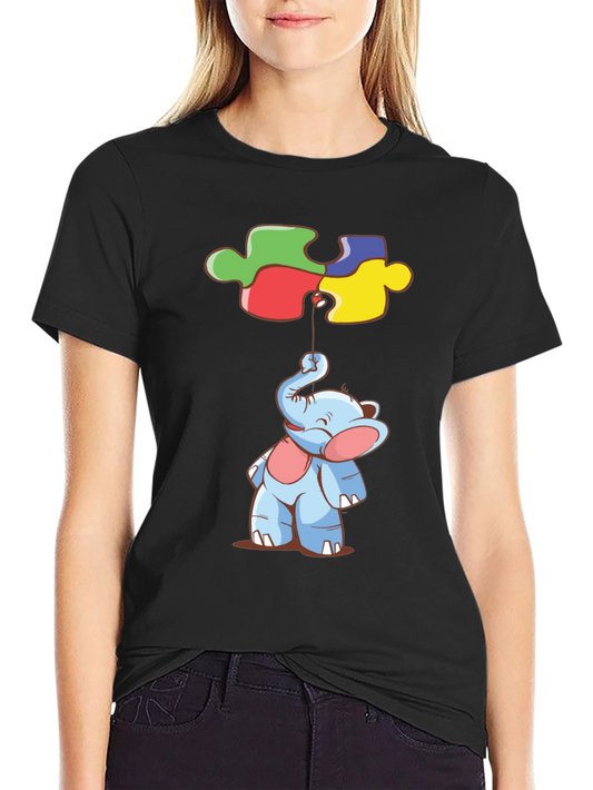Elephant Autism Awareness Puzzle Piece T-Shirt