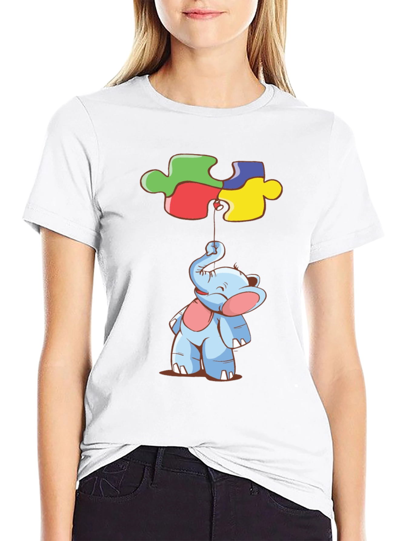 Elephant Autism Awareness Puzzle Piece T-Shirt