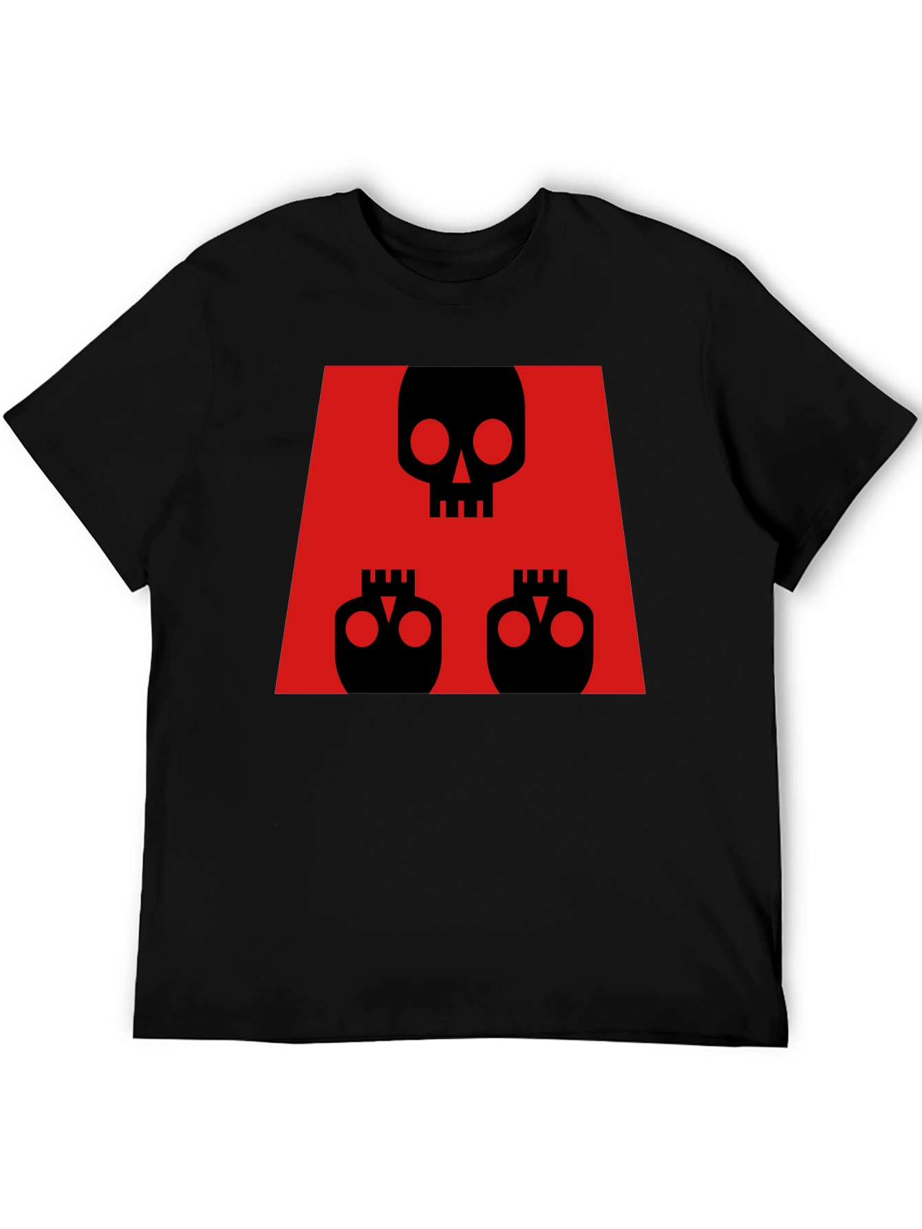Skull Print Graphic Tee - Red & Black Design