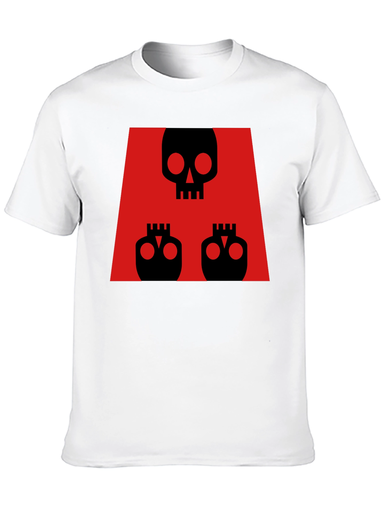 Skull Print Graphic Tee - Red & Black Design