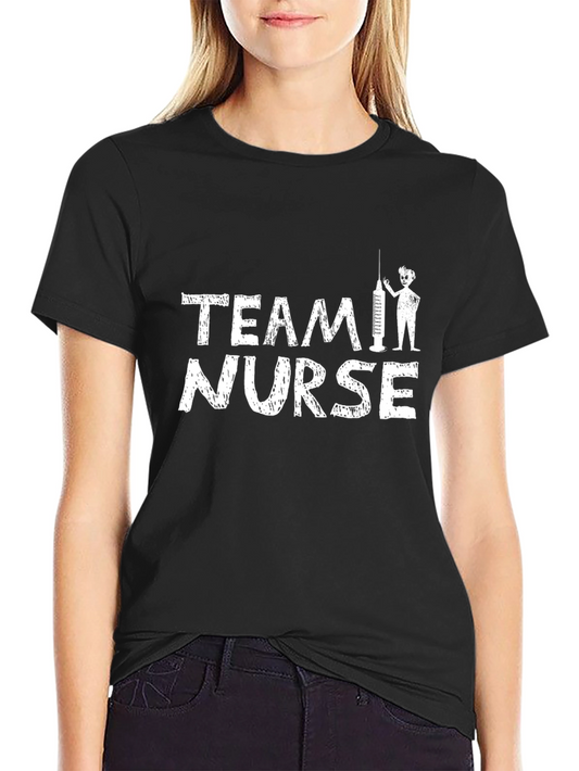 Team Nurse Graphic Tee - Black Cotton T-Shirt