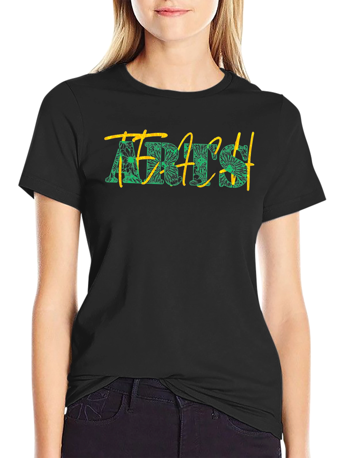 Floral Teach T-Shirt - Black