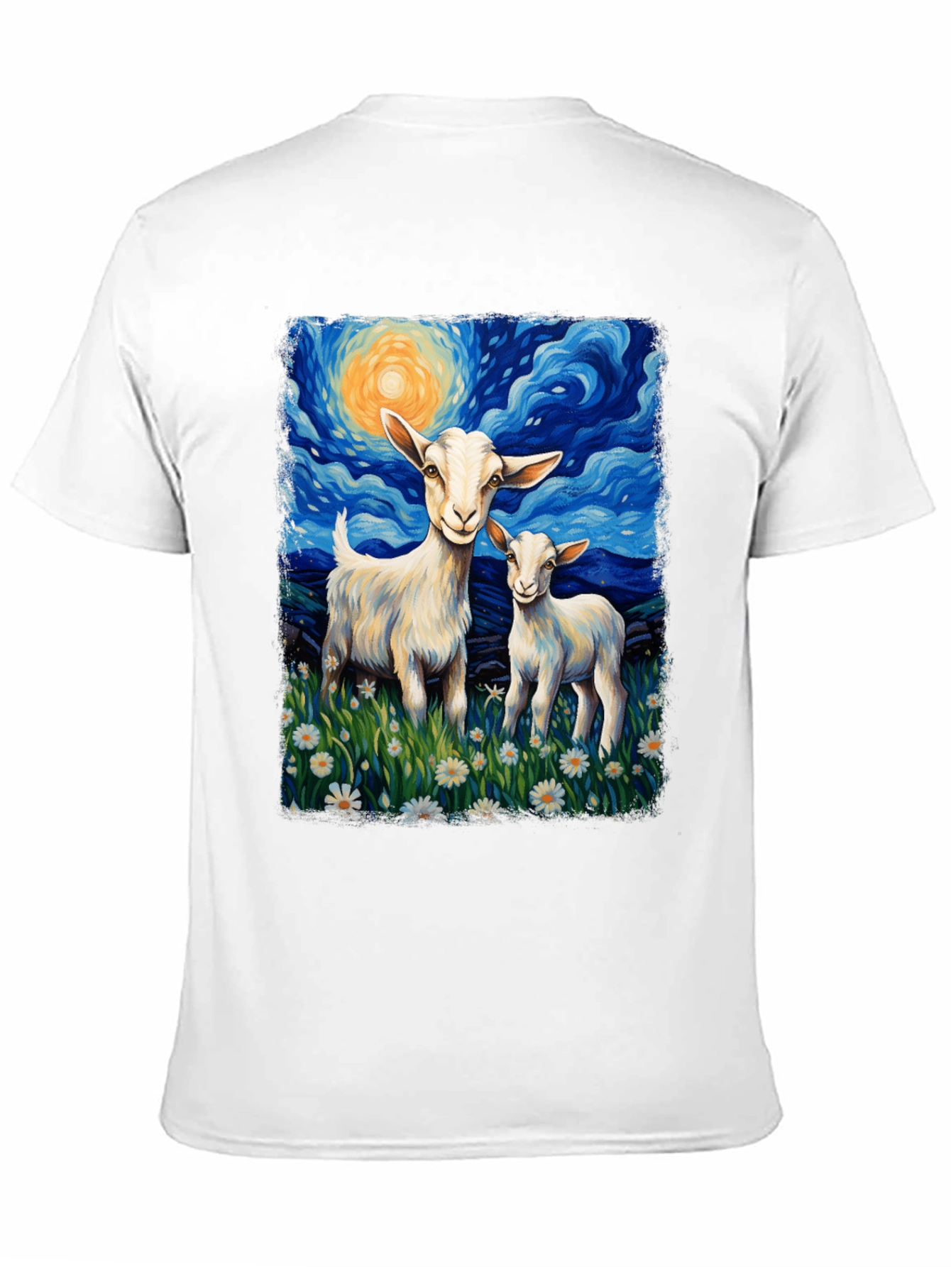 Goat Starry Night T-Shirt | Whimsical Art Tee