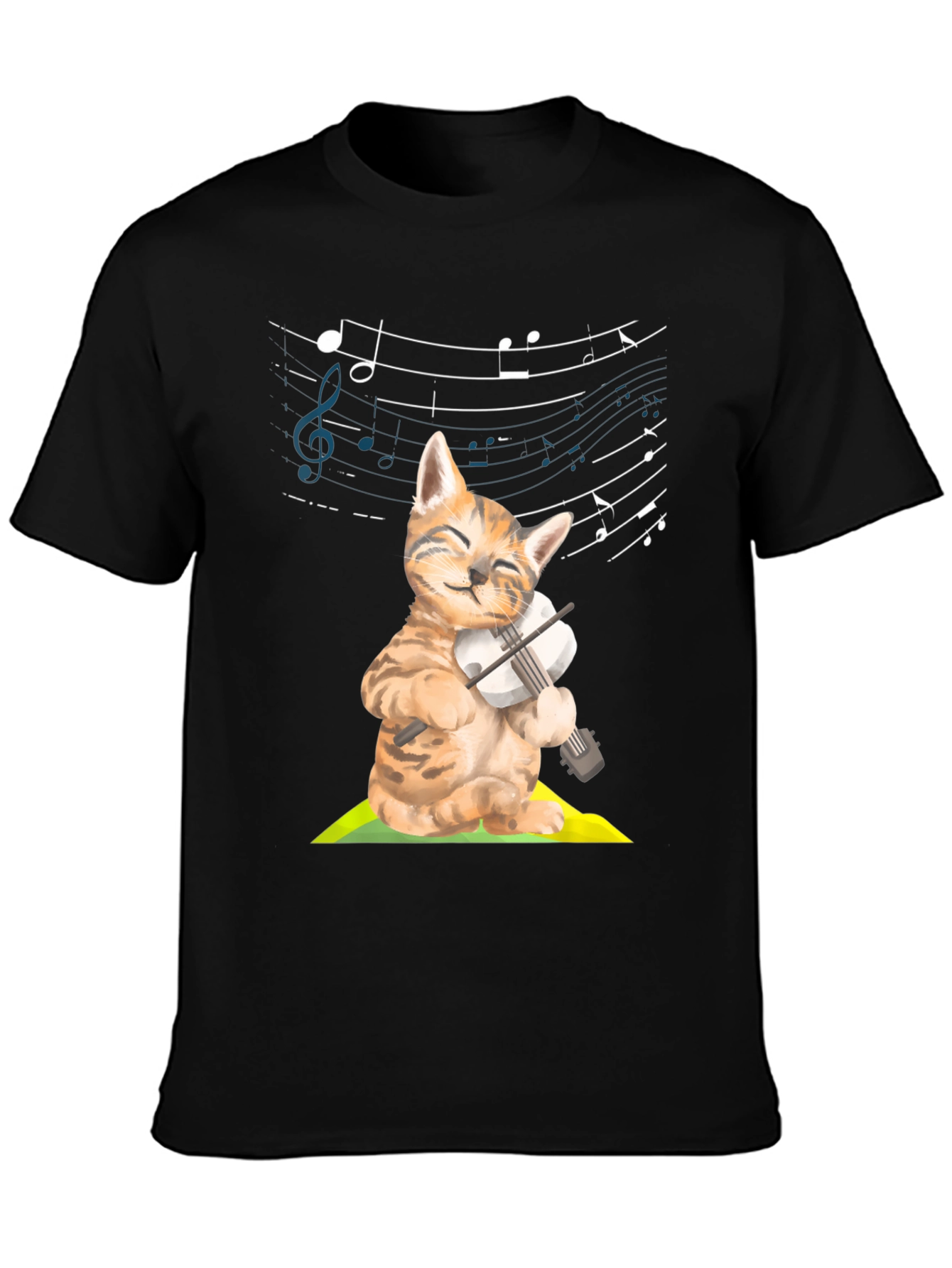 Cat Violinist Graphic Tee - Musical Kitty T-Shirt