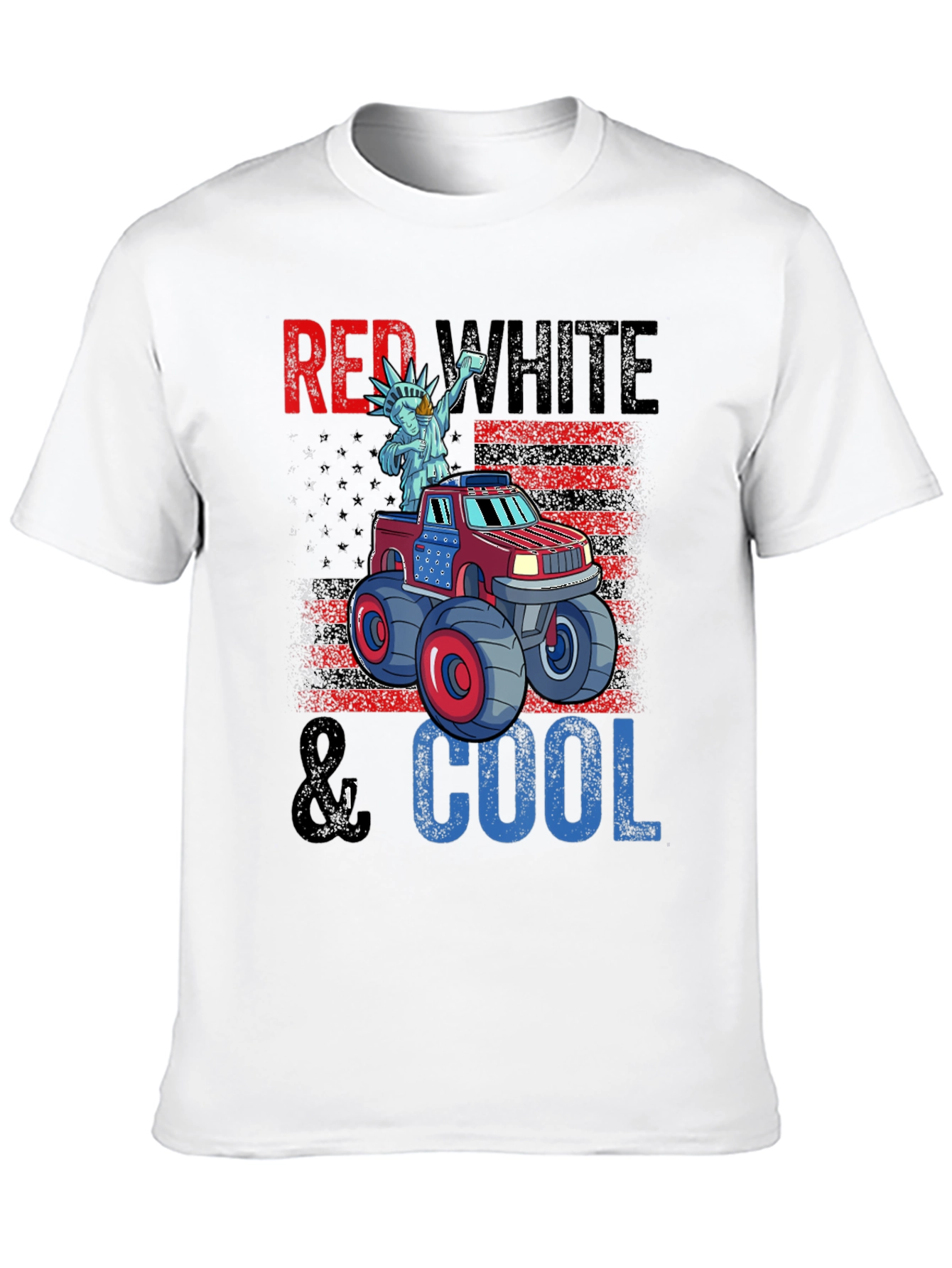 Red White & Cool Monster Truck Graphic T-Shirt