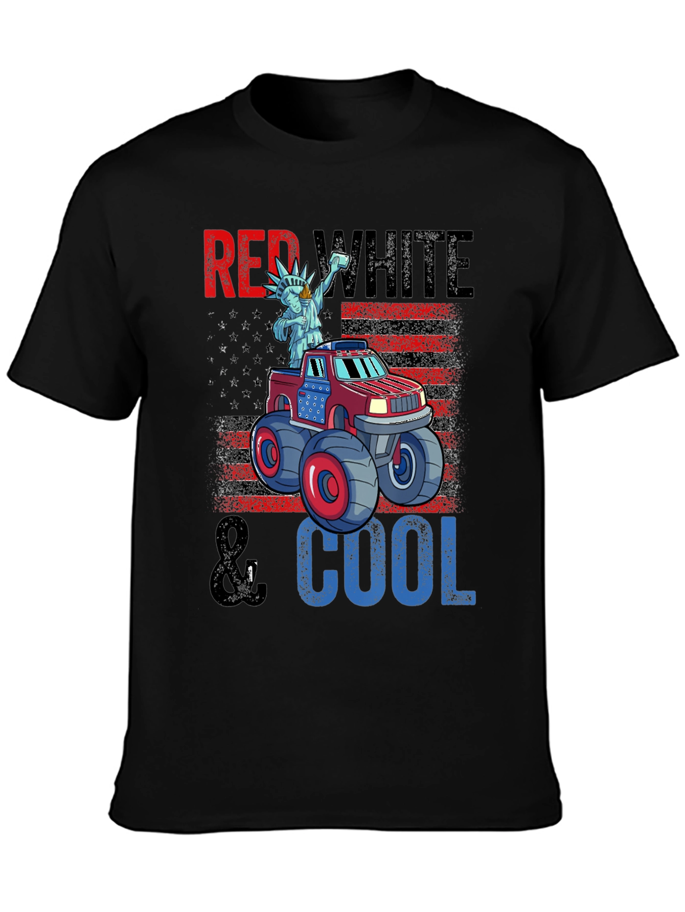 Red White & Cool Monster Truck Graphic T-Shirt