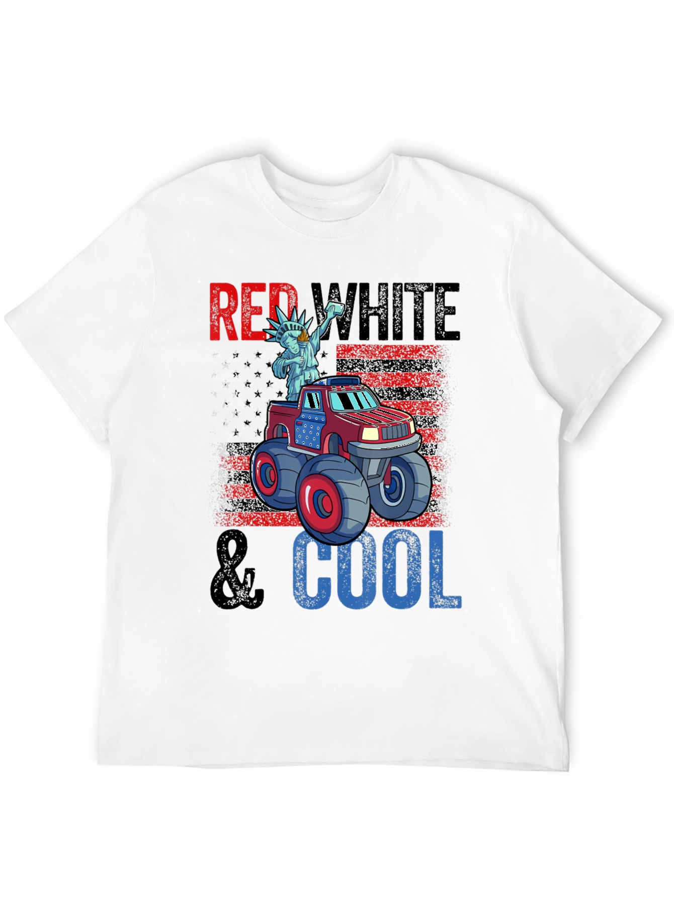 Red White & Cool Monster Truck Graphic T-Shirt
