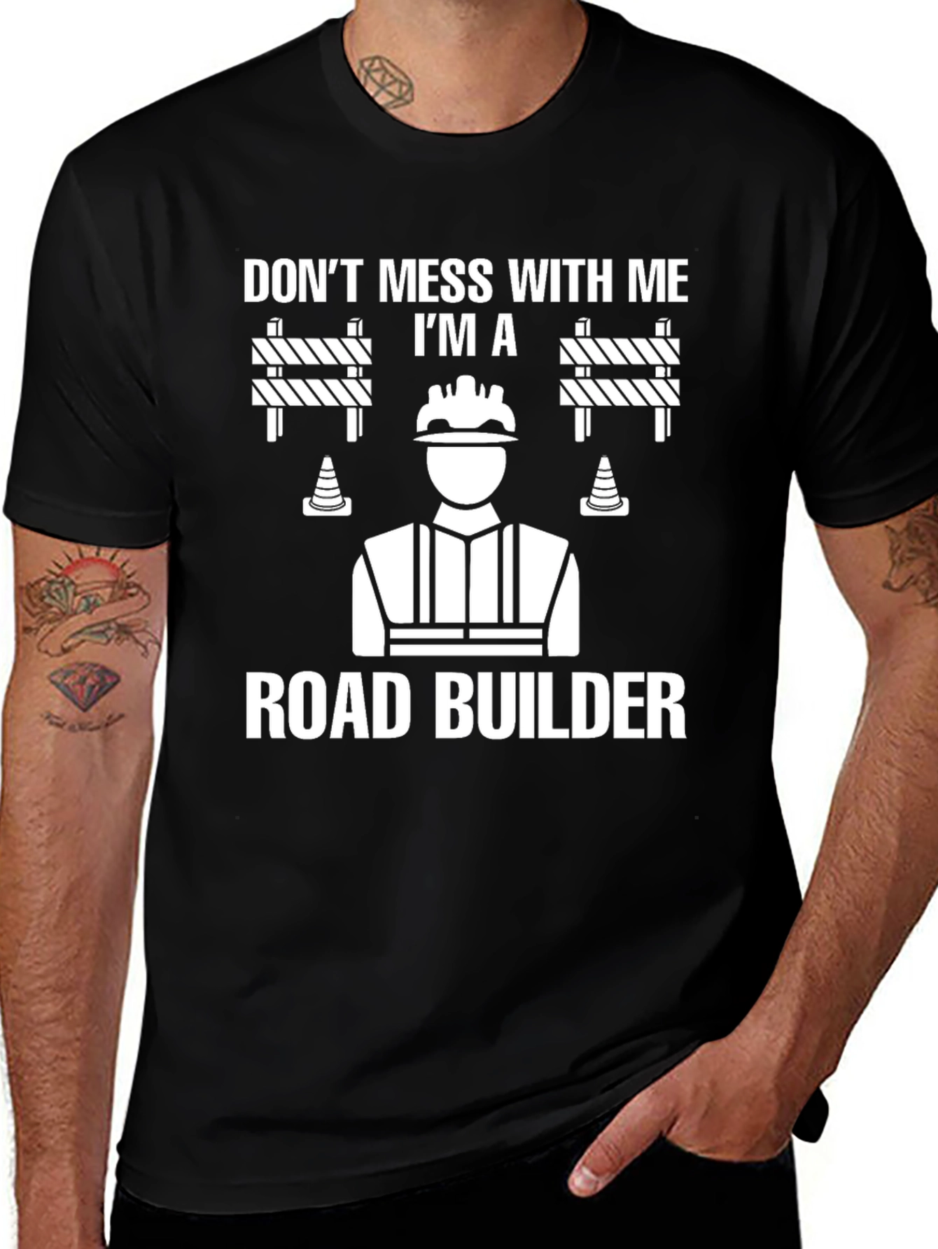 Road Builder Graphic T-Shirt - Construction Worker Apparel