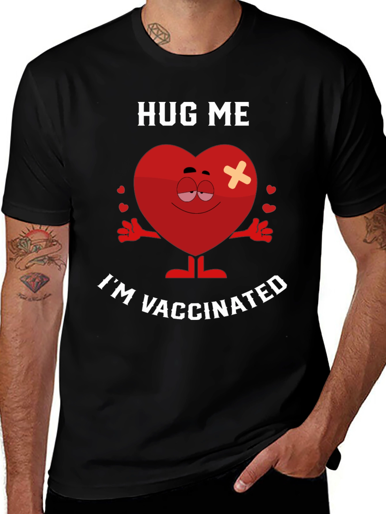 Hug Me Im Vaccinated Novelty Graphic Tee