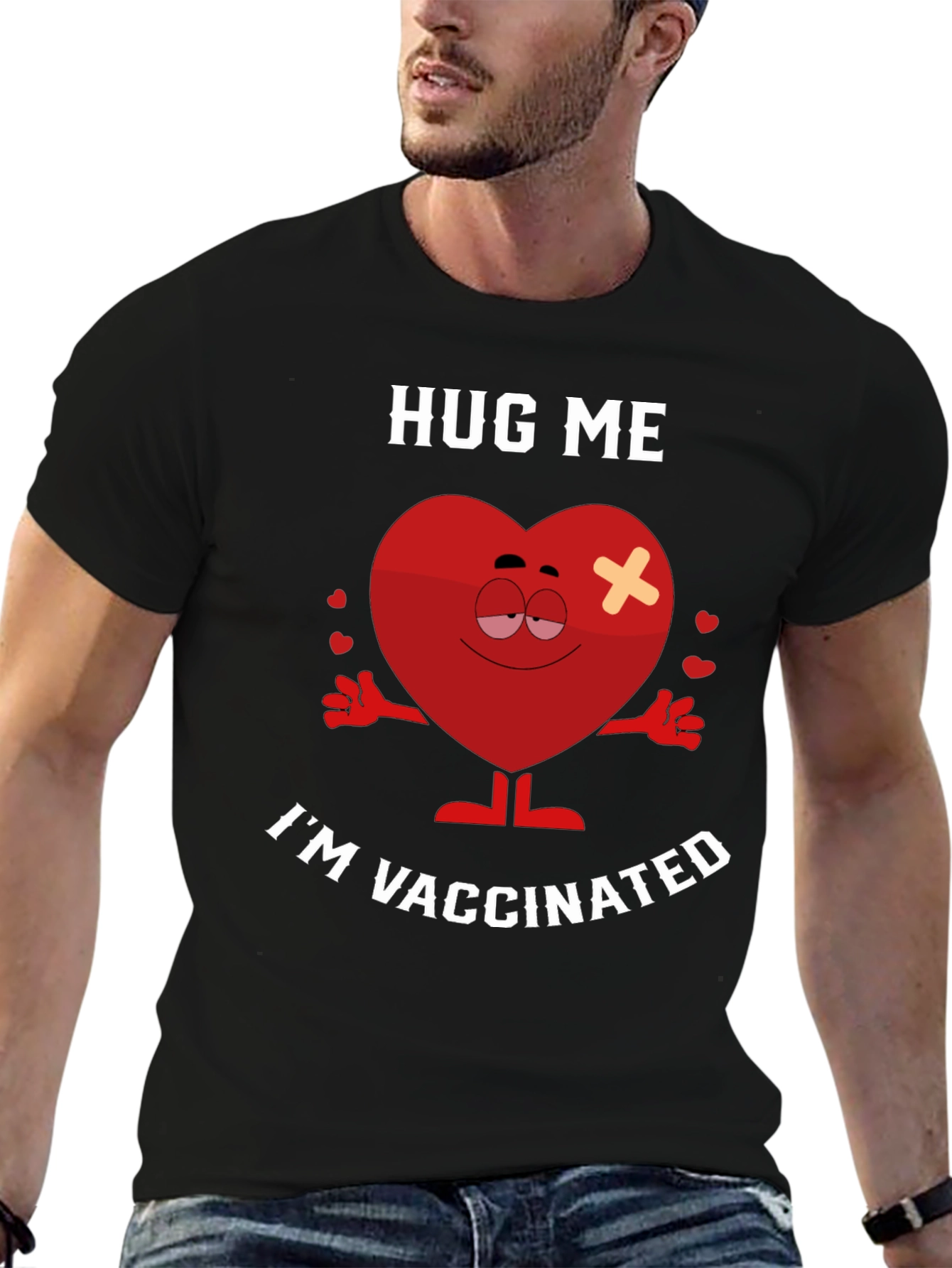 Hug Me Im Vaccinated Novelty Graphic Tee