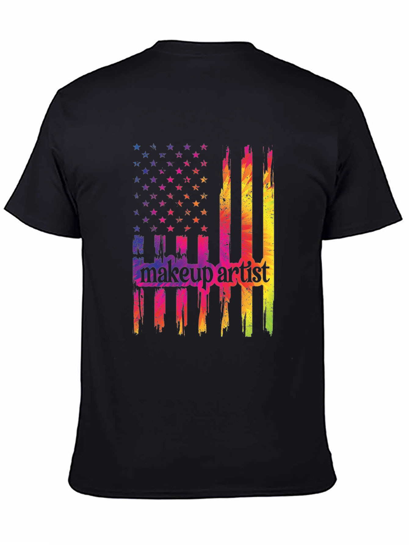 Makeup Artist American Flag Graphic T-Shirt