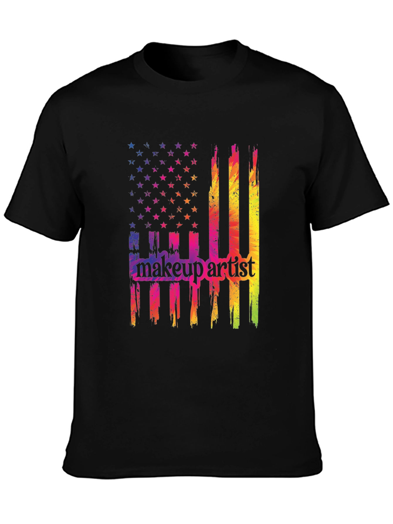 Makeup Artist American Flag Graphic T-Shirt