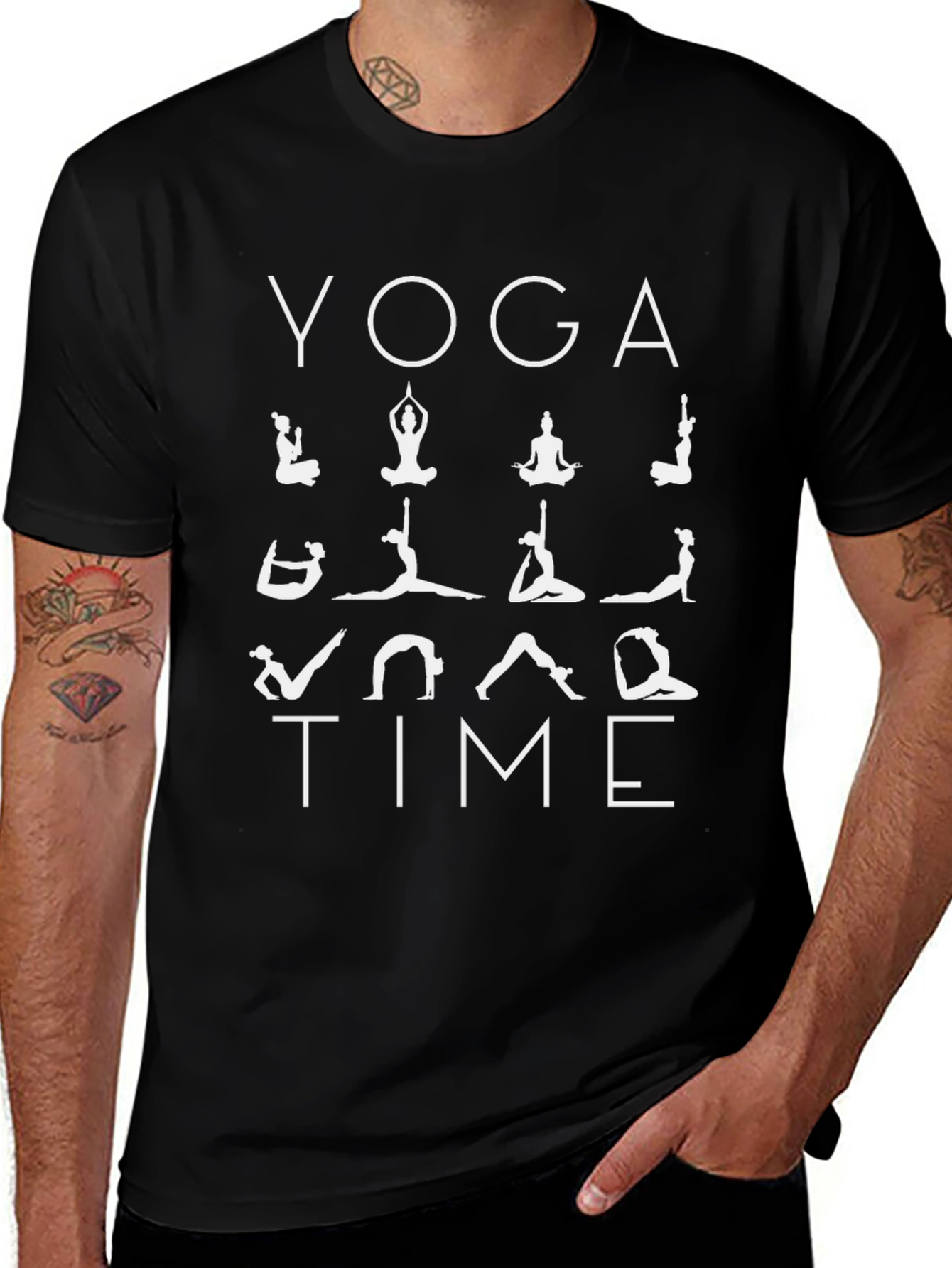 Yoga Time Black Graphic T-Shirt