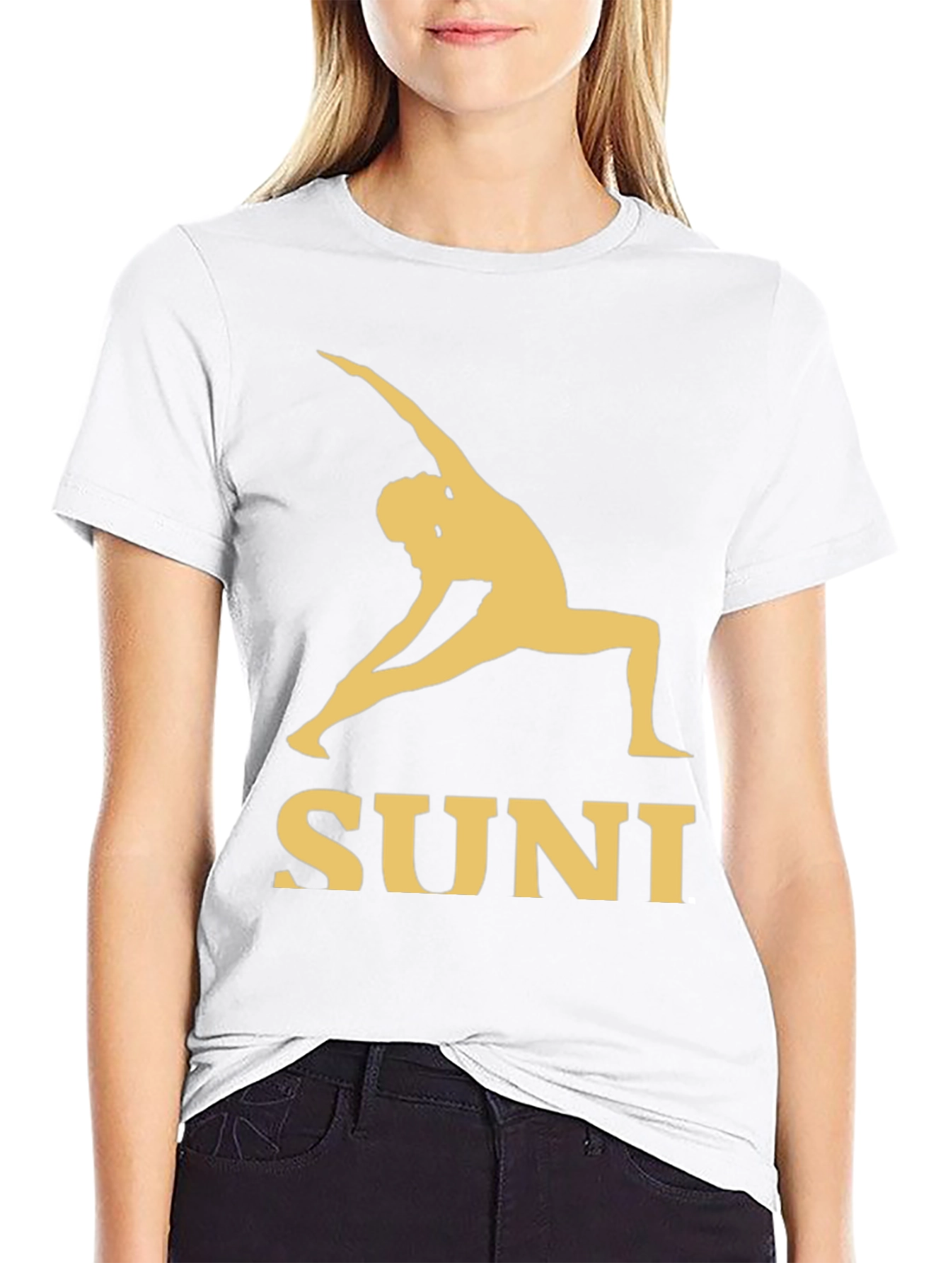 SUNI Yoga T-Shirt - Black Cotton Blend