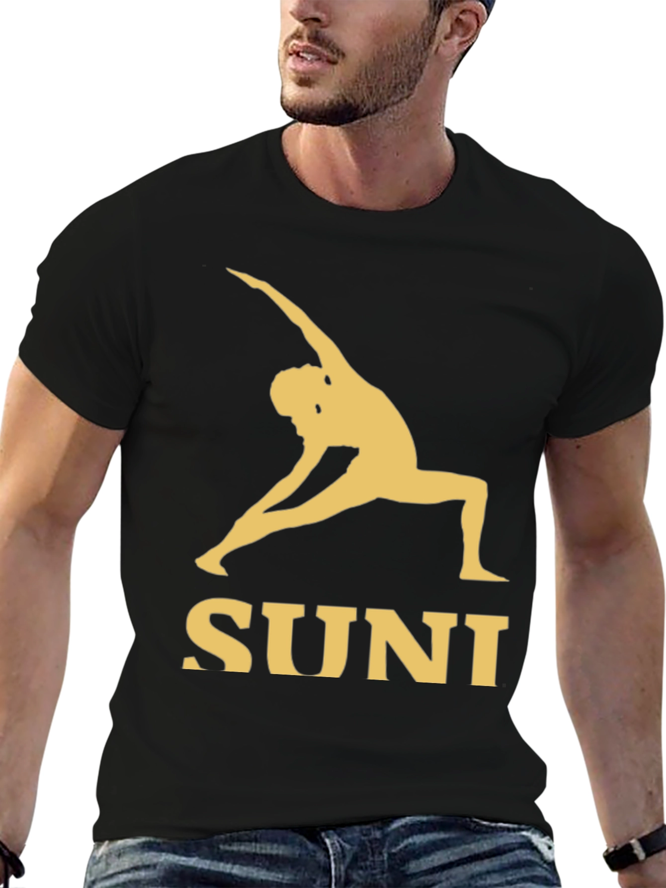 SUNI Yoga T-Shirt - Black Cotton Blend