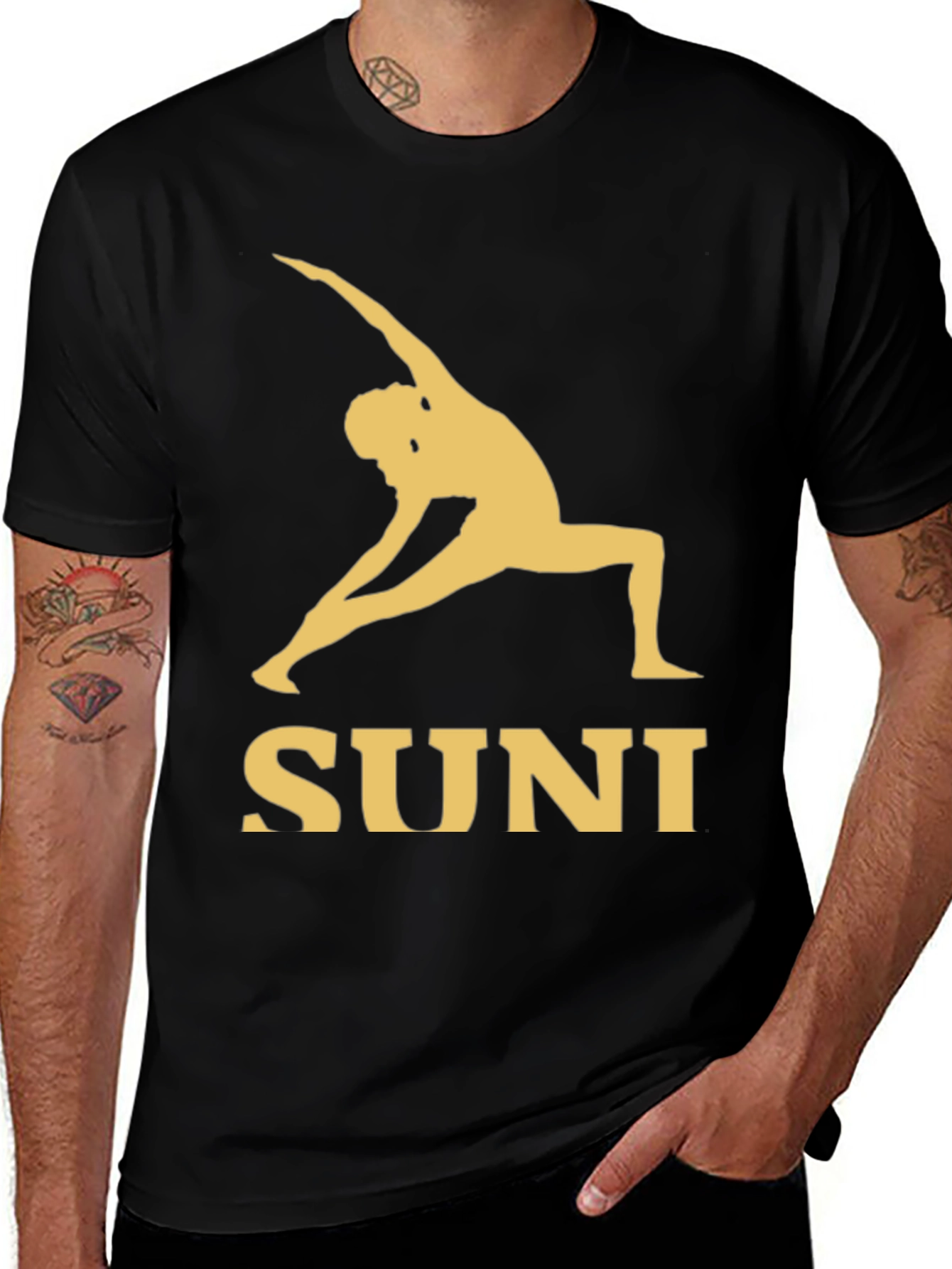 SUNI Yoga T-Shirt - Black Cotton Blend