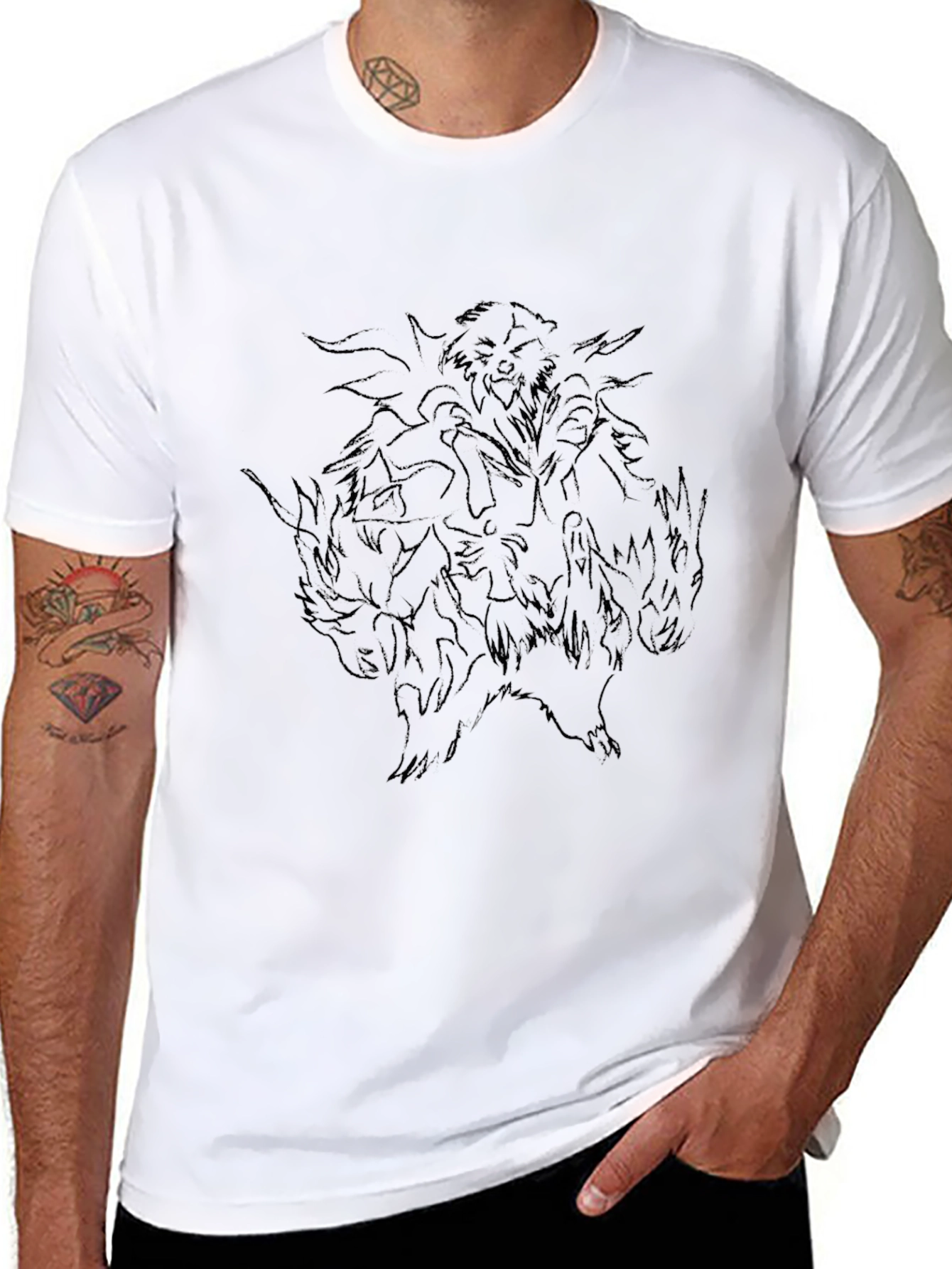 Mens Black Graphic Tee - Abstract Design