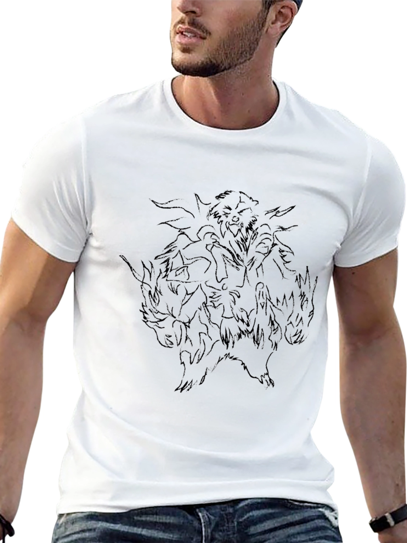 Mens Black Graphic Tee - Abstract Design