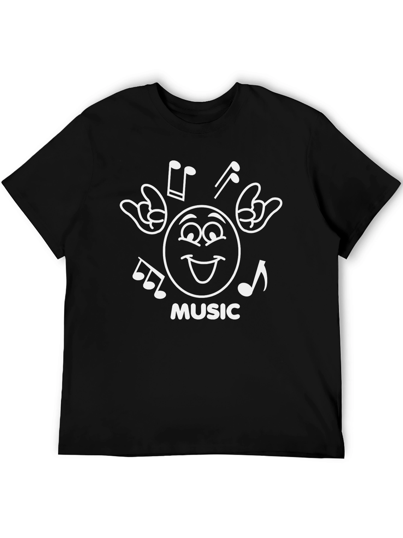 Music Lover Tee: Rock On with Smiley Face Notes