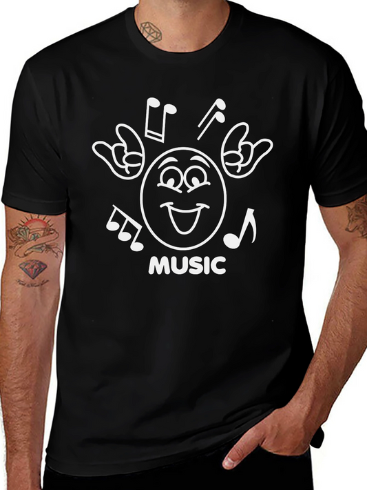 Music Lover Tee: Rock On with Smiley Face Notes