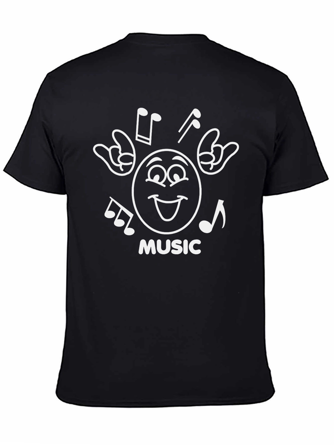 Music Lover Tee: Rock On with Smiley Face Notes