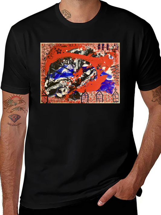 Abstract Art Graphic Tee - Mens Black T-Shirt