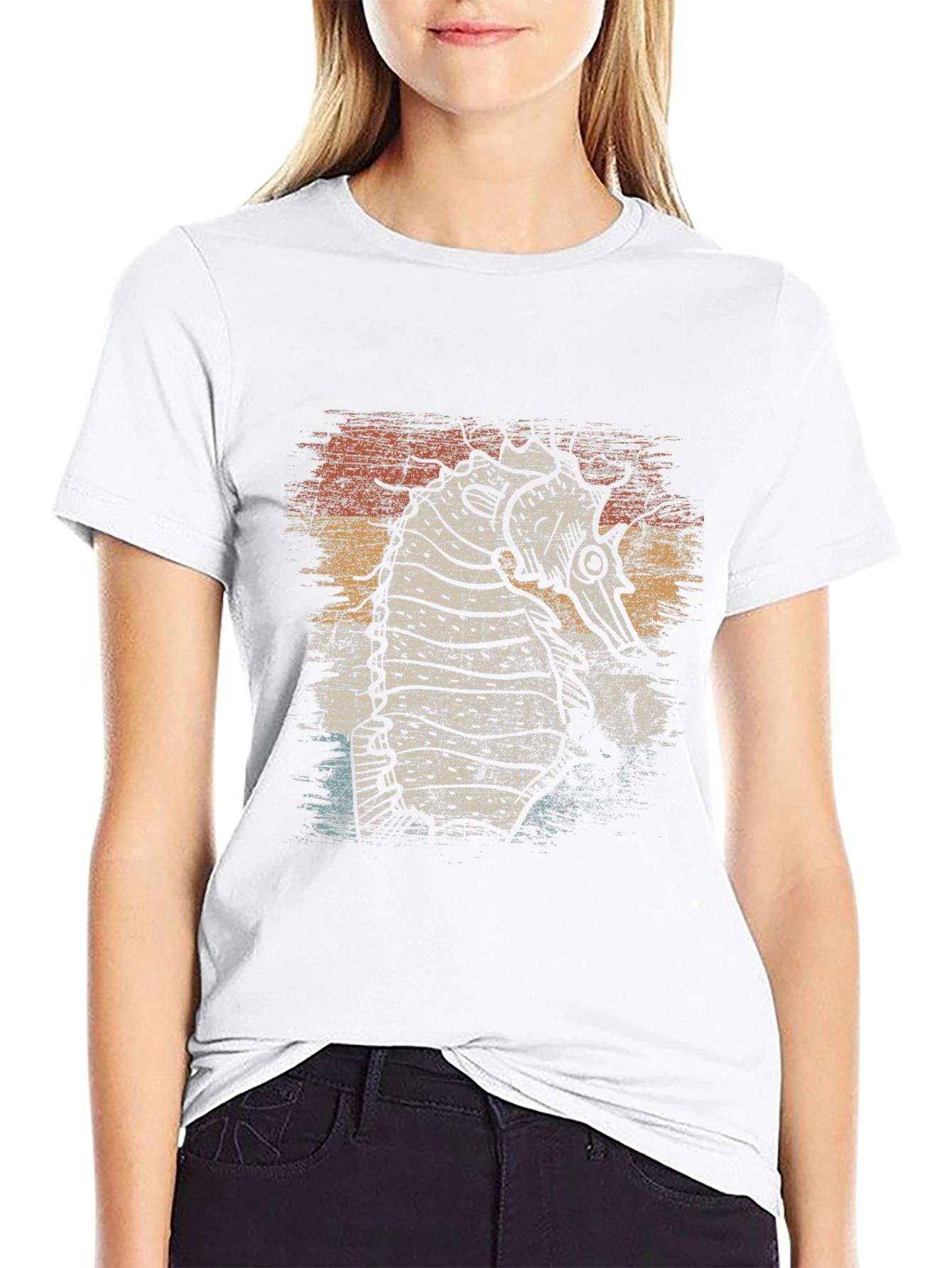 Steampunk Seahorse Graphic Tee - Retro Style