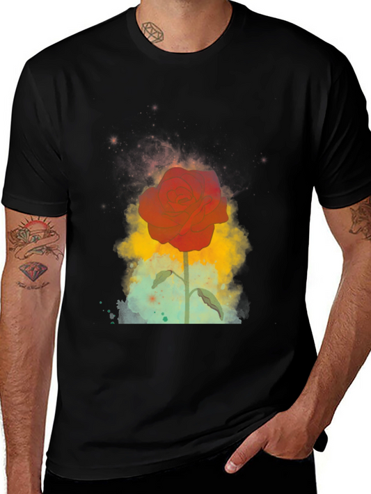 Rose Graphic T-Shirt - Unique Watercolor Design