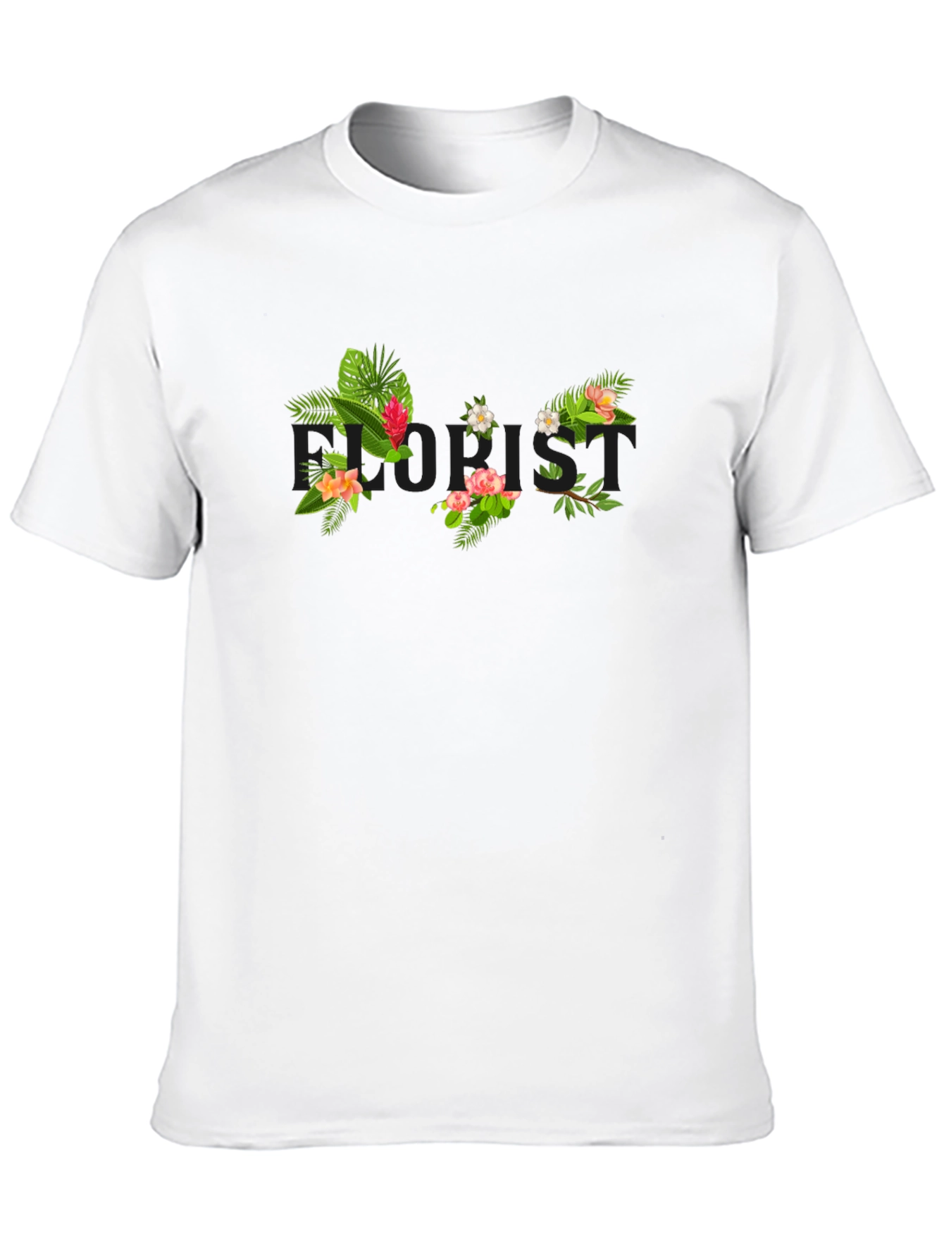Tropical Floral Print Black T-Shirt