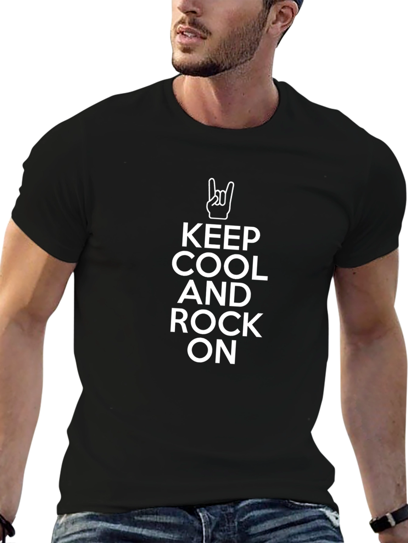Keep Cool and Rock On Black Graphic Tee