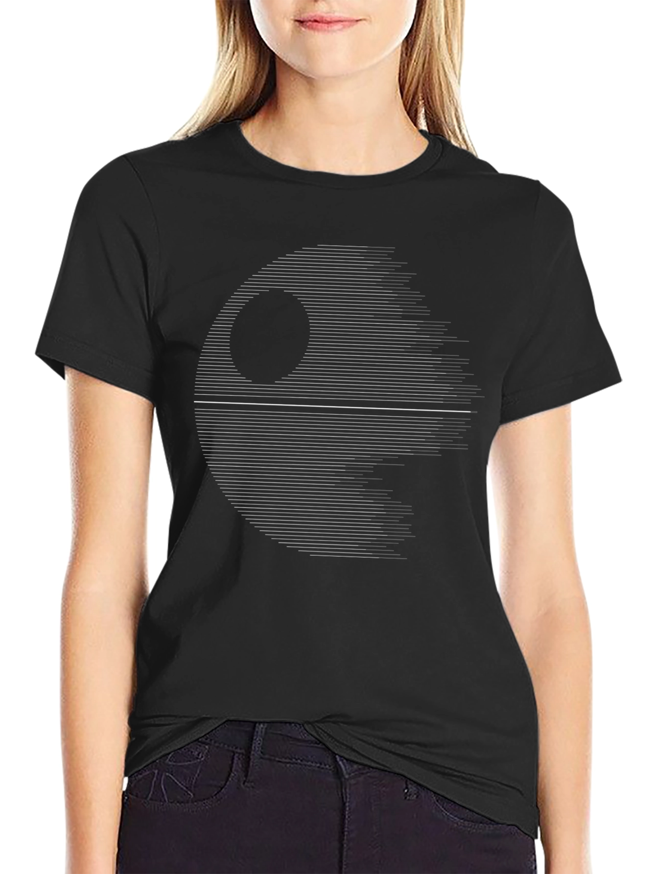 Mens Black Graphic Tee - Star Wars Death Star