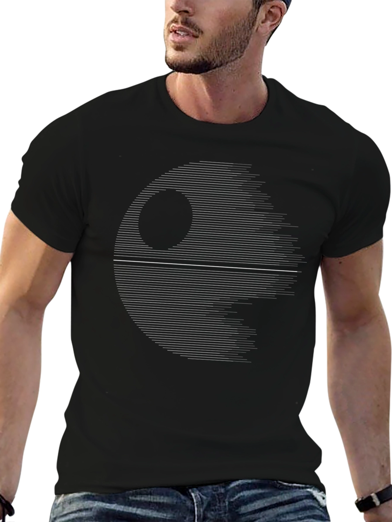 Mens Black Graphic Tee - Star Wars Death Star
