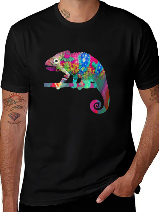 Vibrant Chameleon Graphic T-Shirt - Colorful Reptile Tee